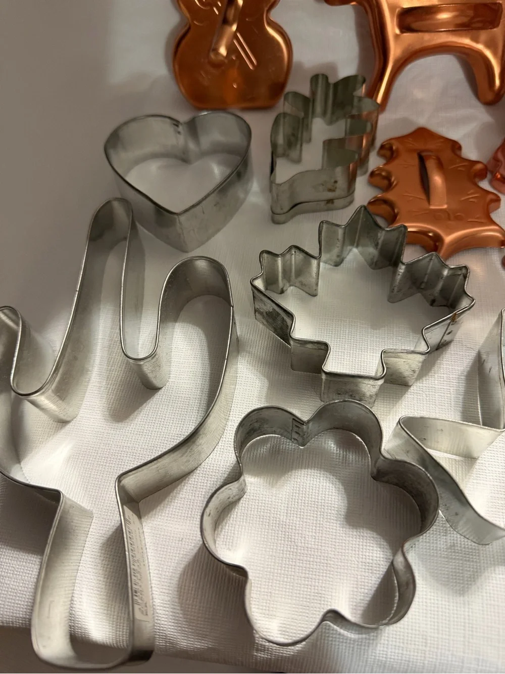 Vintage Copper and Silver Holiday Cookie Cutter lot